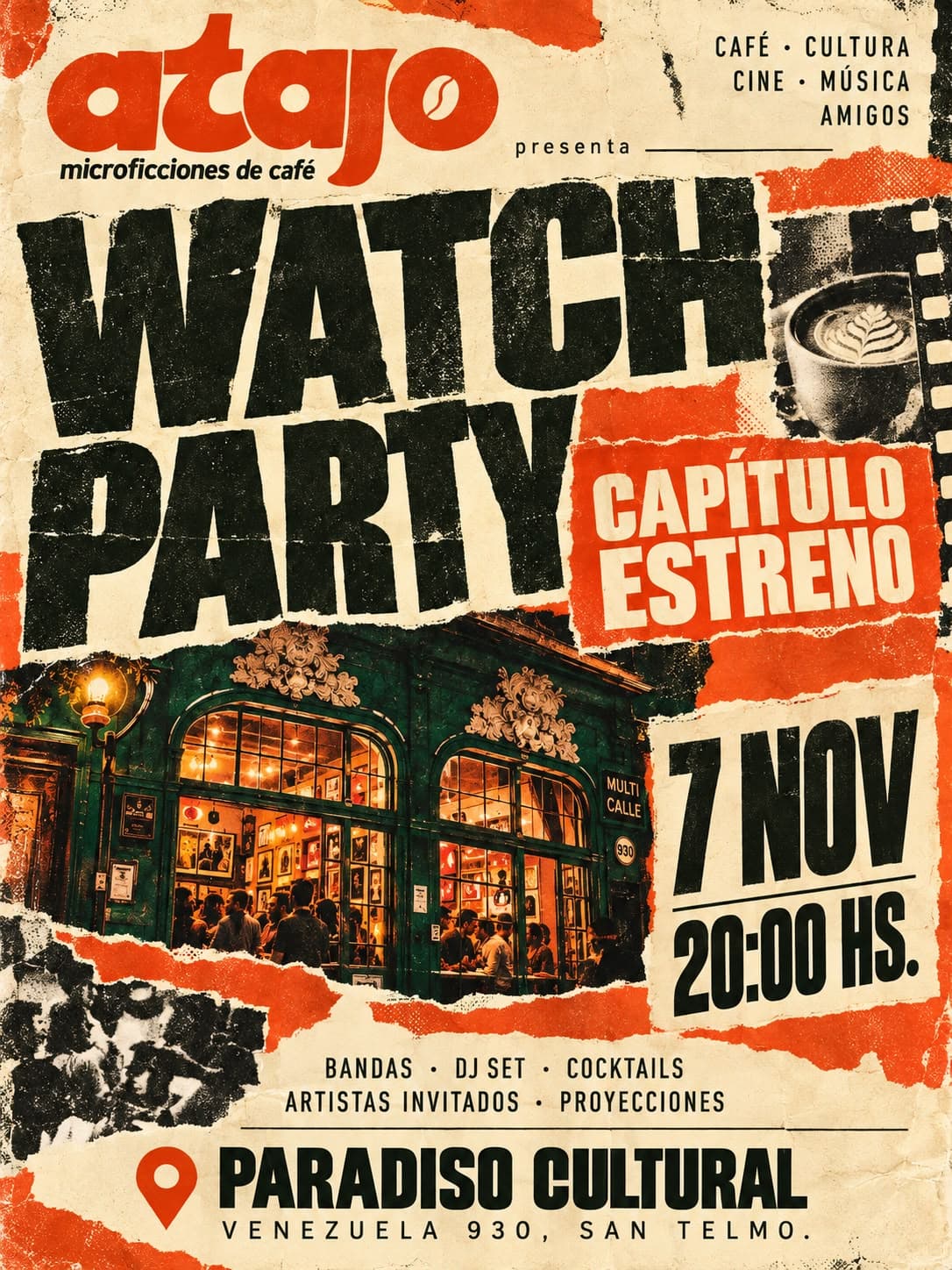 Flyer de ATAJO Watch Party, Sábado 7 de noviembre, 20 hs, Paradiso Cultural